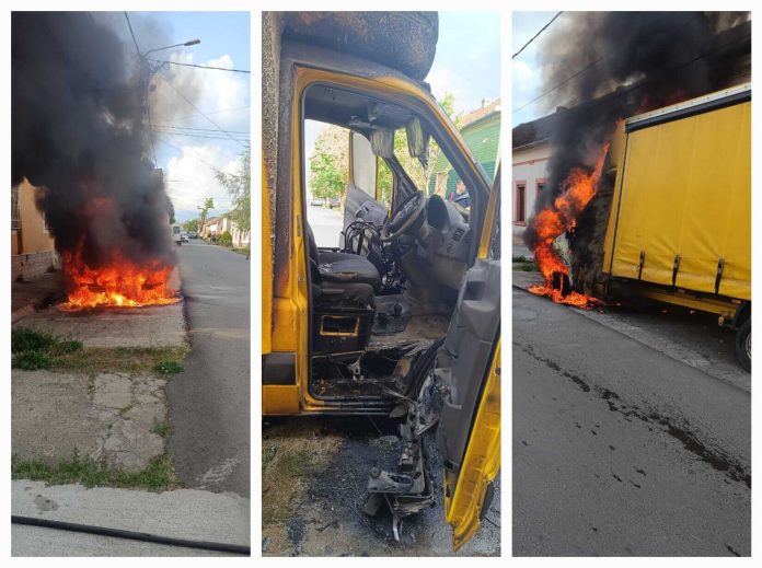 Camionetă în flăcări, într-un oraș din vest. Incendiul a fost stârnit intenționat (6)