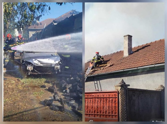 Incendiu în vestul țării. Două mașini, distruse de flăcări