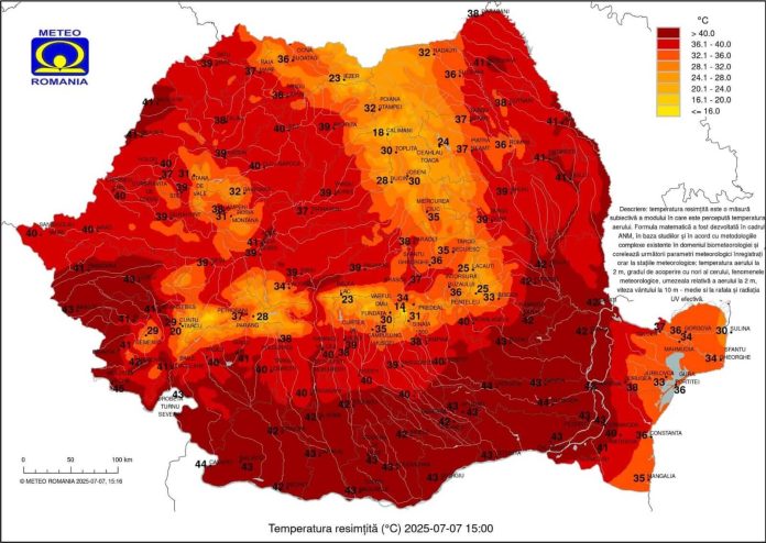 O localitate din Banat, cel mai fierbinte punct din țară, luni, la ora 15
