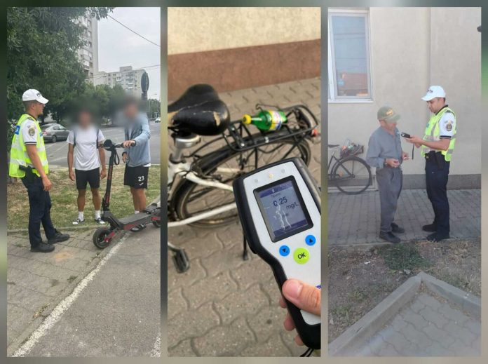 FOTO. Sute de bicicliști, pietoni și trotinetiști, amendați în Timiș