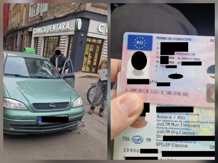 Șofer prins cu permis fals în centrul Timișoarei. S-a dat de gol după ce a intrat cu mașina pe o stradă pietonală