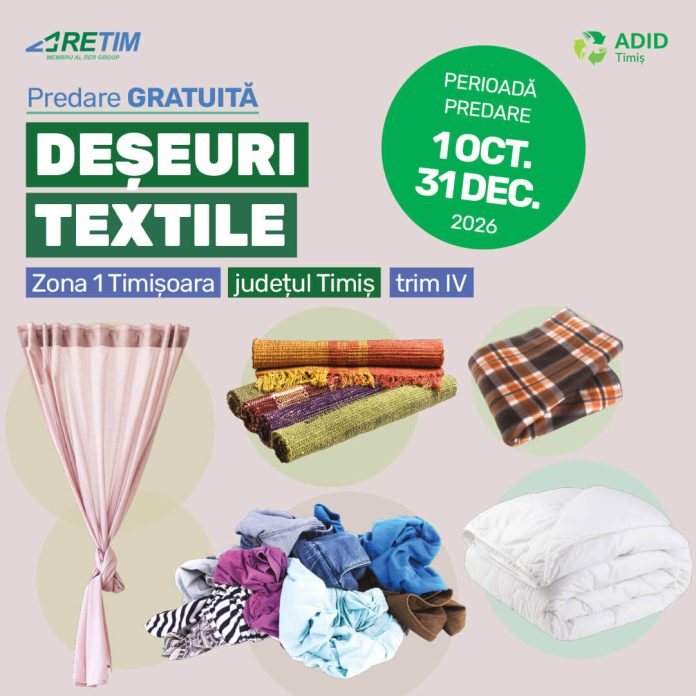 O nouă campanie de  colectare a deșeurilor textile cu predare gratuită în Zona 1 Timișoara